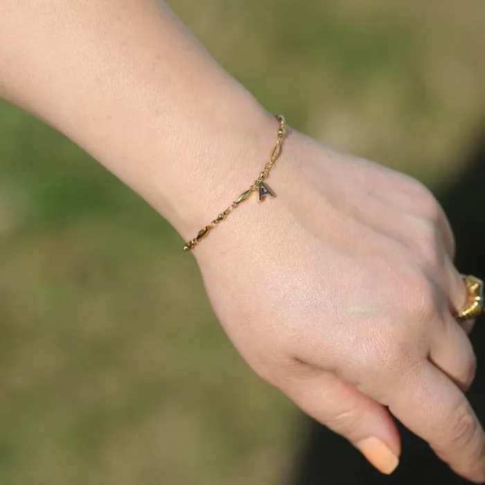 Jewelvers Bracelets 18K GoldFilled Initial Bracelet Custom Letter Bracelet Figaro Link Bracelet Jewelvers Bracelets 18K GoldFilled Initial Bracelet Custom Letter Bracelet Figaro Link Bracelet