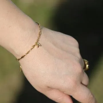 Jewelvers Bracelets 18K GoldFilled Initial Bracelet Custom Letter Bracelet Figaro Link Bracelet Jewelvers Bracelets 18K GoldFilled Initial Bracelet Custom Letter Bracelet Figaro Link Bracelet