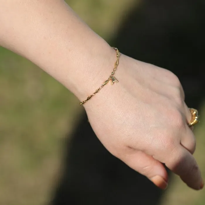Jewelvers Bracelets 18K GoldFilled Initial Bracelet Custom Letter Bracelet Figaro Link Bracelet Jewelvers Bracelets 18K GoldFilled Initial Bracelet Custom Letter Bracelet Figaro Link Bracelet