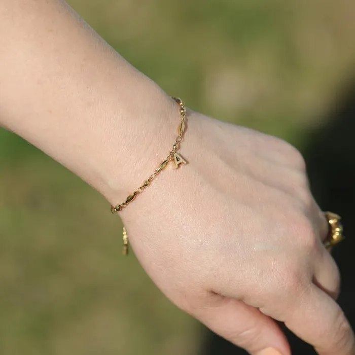 Jewelvers Bracelets 18K GoldFilled Initial Bracelet Custom Letter Bracelet Figaro Link Bracelet Jewelvers Bracelets 18K GoldFilled Initial Bracelet Custom Letter Bracelet Figaro Link Bracelet