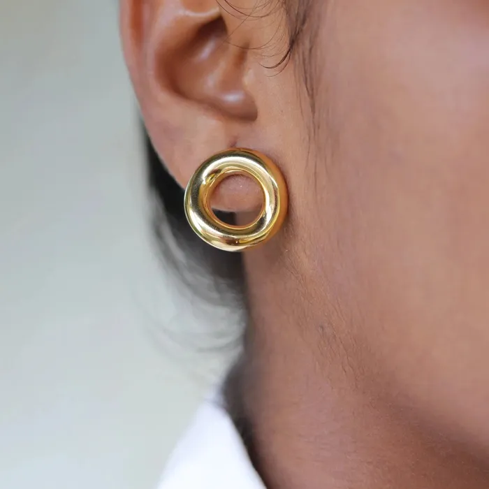 Jewelvers Earrings 18K Goldfilled Open Circle Plain Stud Earrings