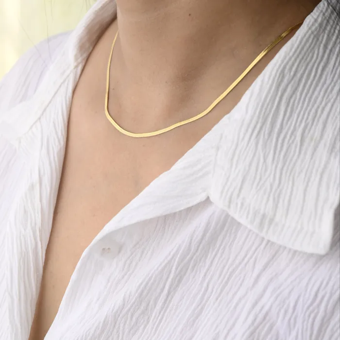 Jewelvers Necklaces 14K GoldFilled 2mm Flat Snake Chain Necklace Jewelvers Necklaces 14K GoldFilled 2mm Flat Snake Chain Necklace