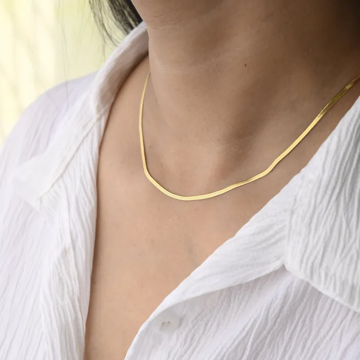 Jewelvers Necklaces 14K GoldFilled 2mm Flat Snake Chain Necklace Jewelvers Necklaces 14K GoldFilled 2mm Flat Snake Chain Necklace