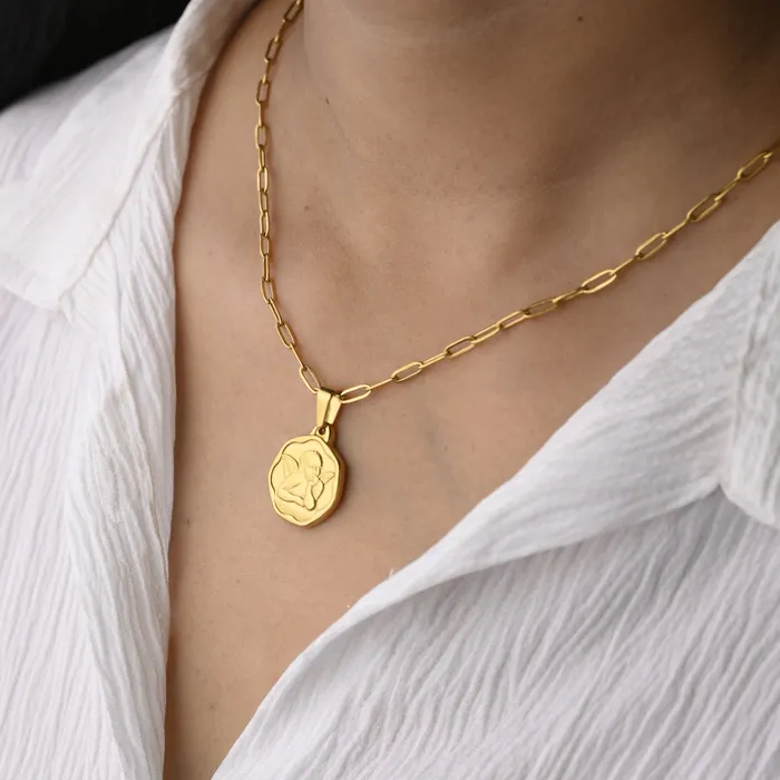 Jewelvers Necklaces 18K GoldFilled Cupid Pendant Necklace