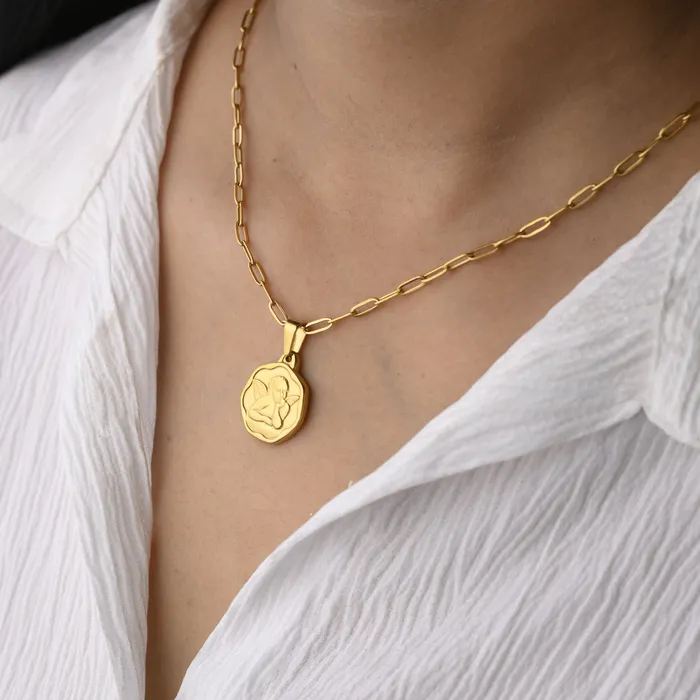 Jewelvers Necklaces 18K GoldFilled Cupid Pendant Necklace