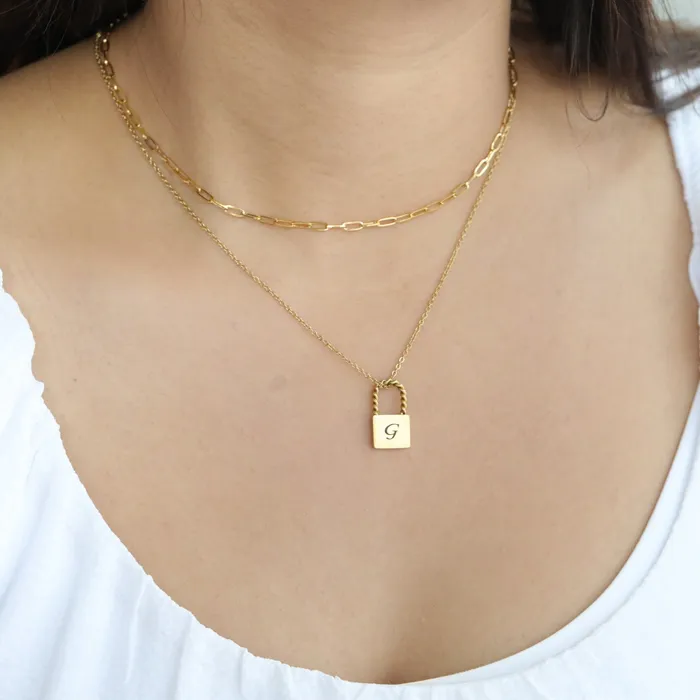 Jewelvers Necklaces 18K GoldFilled Custom Layered Necklace Engraved Paperclip Necklace Set for Women