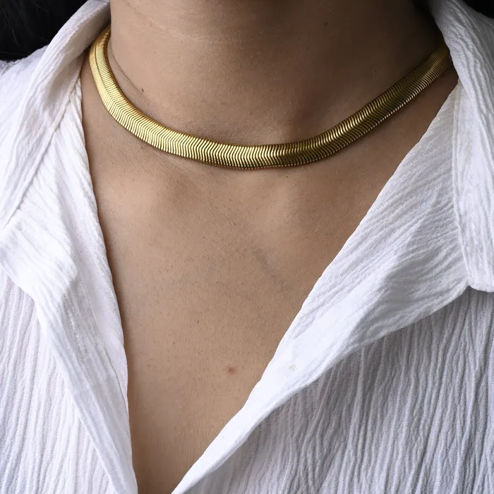 Jewelvers Necklaces 18K GoldFilled Thick Herringbone Necklace