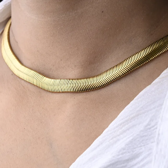 Jewelvers Necklaces 18K GoldFilled Thick Herringbone Necklace Jewelvers Necklaces 18K GoldFilled Thick Herringbone Necklace