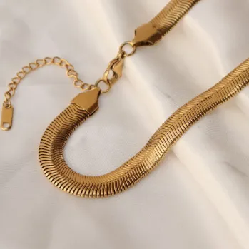 Jewelvers Necklaces 18K GoldFilled Thick Herringbone Necklace Jewelvers Necklaces 18K GoldFilled Thick Herringbone Necklace