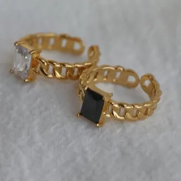 Jewelvers Rings 18K GoldFilled Adjustable Onyx Ring Jewelvers Rings 18K GoldFilled Adjustable Onyx Ring