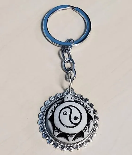 K145 Silver Turtle Yin Yang Keychain POLLY Rings