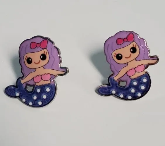 L124 Lavender Mermaid Earrings polly Earrings