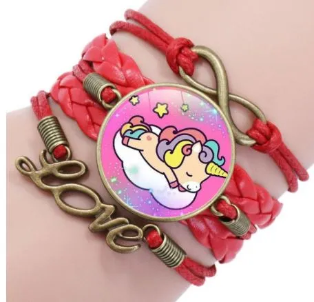 L442 Red Leather Unicorn Bracelet polly Bracelets