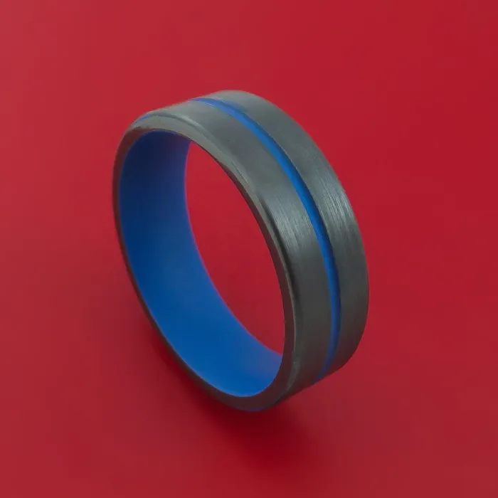 Lashbrook Black Zirconium Ring with Cerakote Inlay and Cerakote Sleeve Custom Made Band Rings