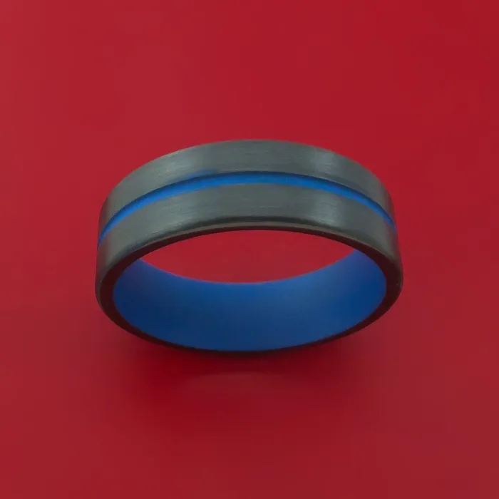 Lashbrook Black Zirconium Ring with Cerakote Inlay and Cerakote Sleeve Custom Made Band Rings Lashbrook Black Zirconium Ring with Cerakote Inlay and Cerakote Sleeve Custom Made Band Rings