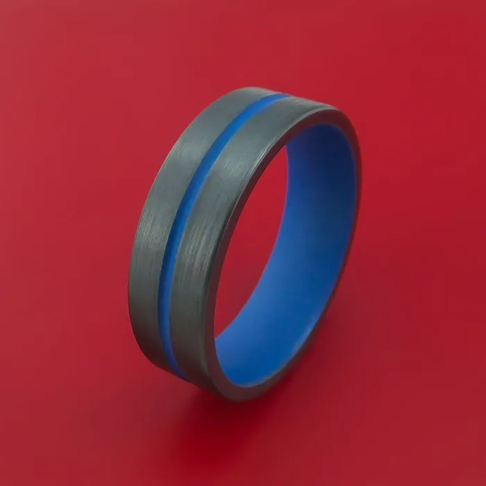 Lashbrook Black Zirconium Ring with Cerakote Inlay and Cerakote Sleeve Custom Made Band Rings Lashbrook Black Zirconium Ring with Cerakote Inlay and Cerakote Sleeve Custom Made Band Rings