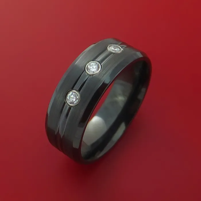 Lashbrook Black Zirconium Ring with Diamonds Custom Made Band Rings