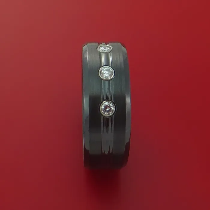 Lashbrook Black Zirconium Ring with Diamonds Custom Made Band Rings