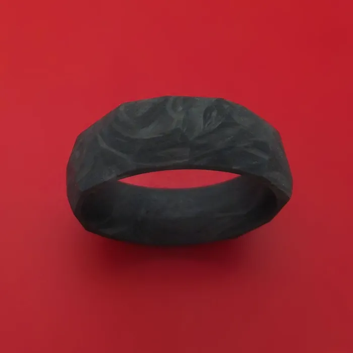 Lashbrook Rings Solid Forged Carbon Fiber Faceted Ring