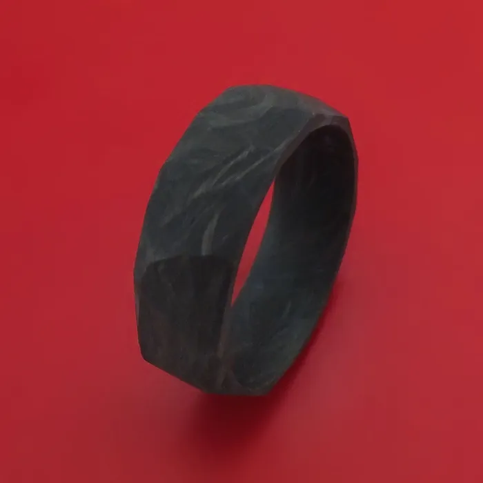 Lashbrook Rings Solid Forged Carbon Fiber Faceted Ring