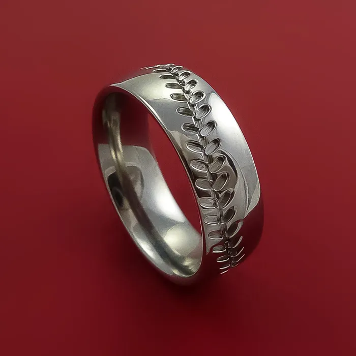 Lashbrook Rings Titanium Ring with Baseball Stitching and Cerakote Inlays Custom Made Band Lashbrook Rings Titanium Ring with Baseball Stitching and Cerakote Inlays Custom Made Band