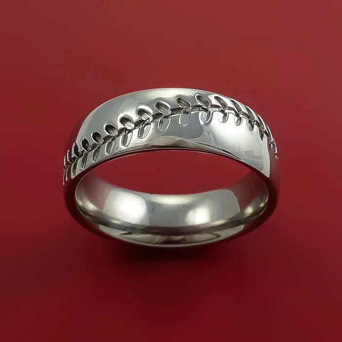 Lashbrook Rings Titanium Ring with Baseball Stitching and Cerakote Inlays Custom Made Band Lashbrook Rings Titanium Ring with Baseball Stitching and Cerakote Inlays Custom Made Band