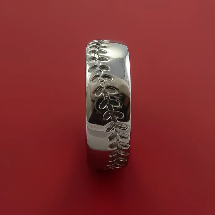 Lashbrook Rings Titanium Ring with Baseball Stitching and Cerakote Inlays Custom Made Band Lashbrook Rings Titanium Ring with Baseball Stitching and Cerakote Inlays Custom Made Band