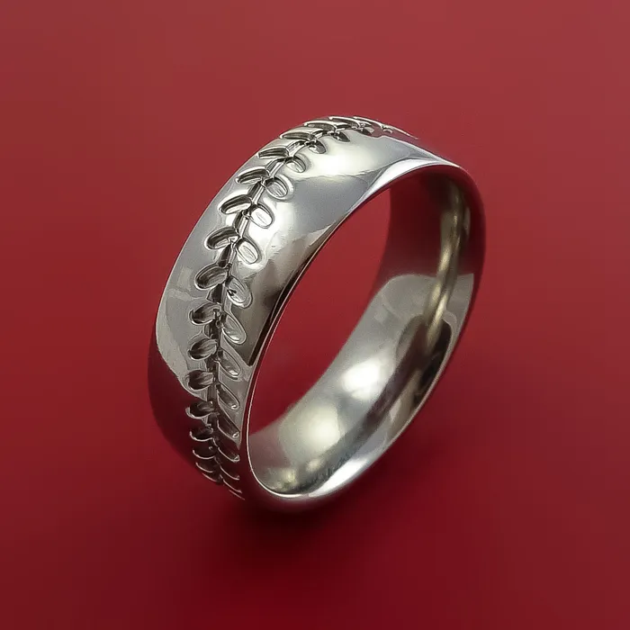 Lashbrook Rings Titanium Ring with Baseball Stitching and Cerakote Inlays Custom Made Band Lashbrook Rings Titanium Ring with Baseball Stitching and Cerakote Inlays Custom Made Band