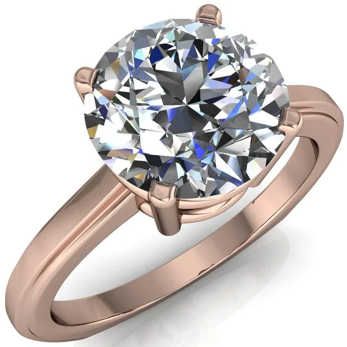 Layla Round Center Stone Euro Edge Shank Solitaire Ring Fire Brilliance Rings
