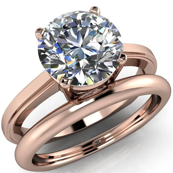 Layla Round Center Stone Euro Edge Shank Solitaire Ring Fire Brilliance Rings