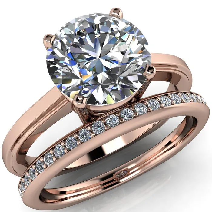 Layla Round Center Stone Euro Edge Shank Solitaire Ring Fire Brilliance Rings