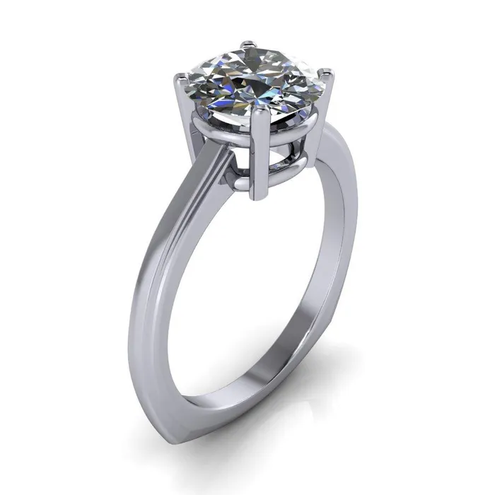 Layla Round Center Stone Euro Edge Shank Solitaire Ring Fire Brilliance Rings