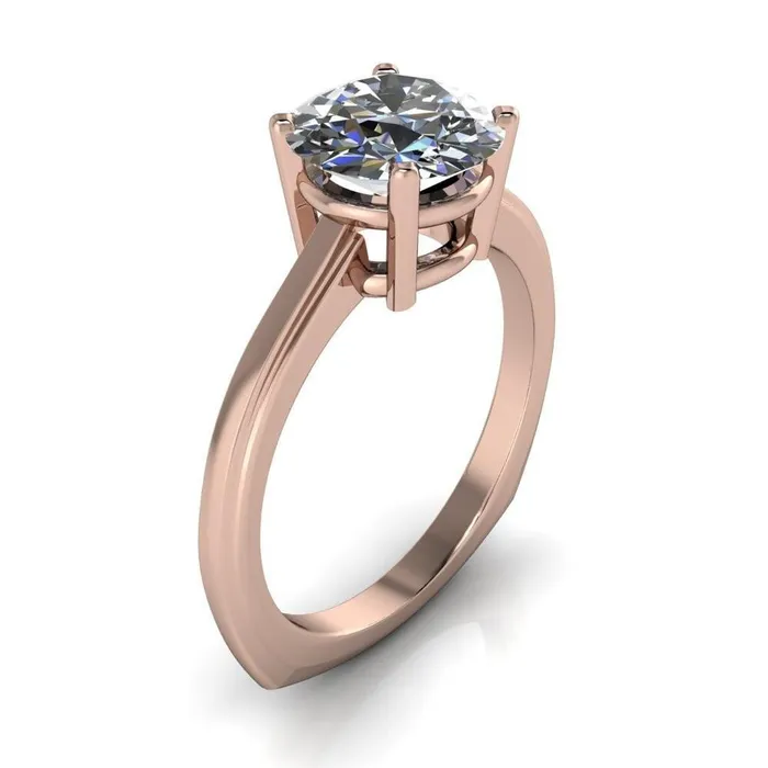 Layla Round Center Stone Euro Edge Shank Solitaire Ring Fire Brilliance Rings