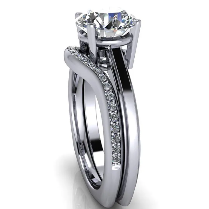 Layla Round Center Stone Euro Edge Shank Solitaire Ring Fire Brilliance Rings