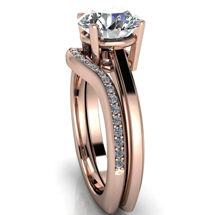Layla Round Center Stone Euro Edge Shank Solitaire Ring Fire Brilliance Rings