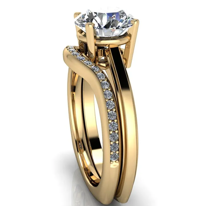 Layla Round Center Stone Euro Edge Shank Solitaire Ring Fire Brilliance Rings