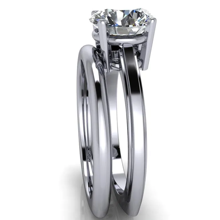 Layla Round Center Stone Euro Edge Shank Solitaire Ring Fire Brilliance Rings