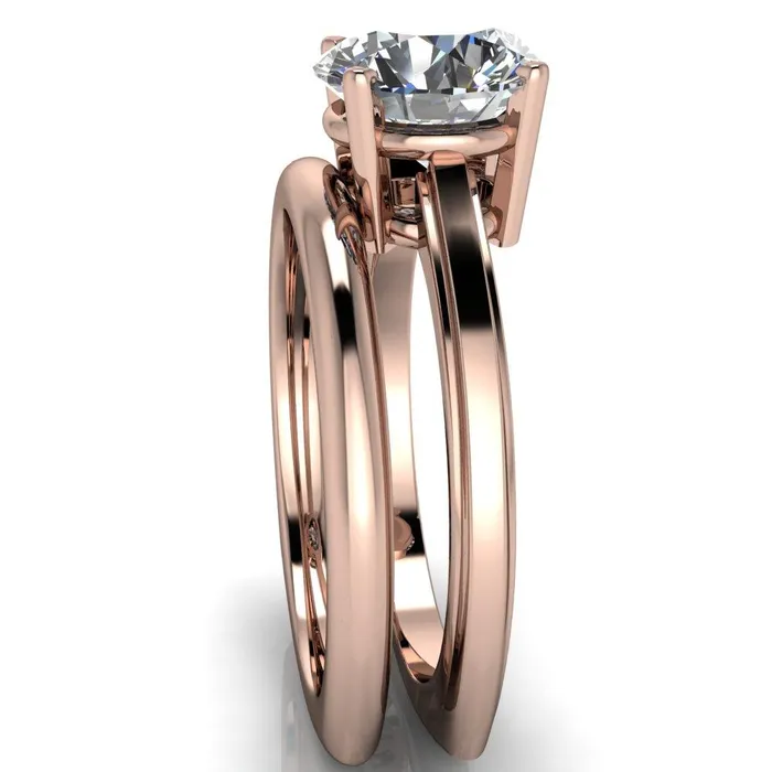 Layla Round Center Stone Euro Edge Shank Solitaire Ring Fire Brilliance Rings