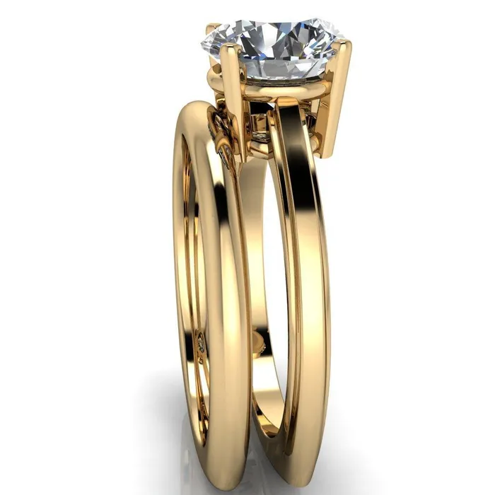 Layla Round Center Stone Euro Edge Shank Solitaire Ring Fire Brilliance Rings