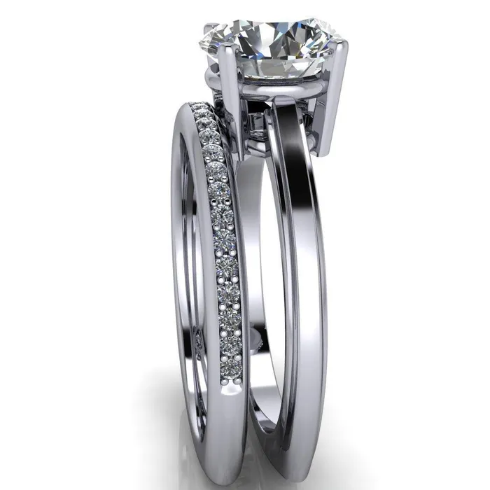 Layla Round Center Stone Euro Edge Shank Solitaire Ring Fire Brilliance Rings