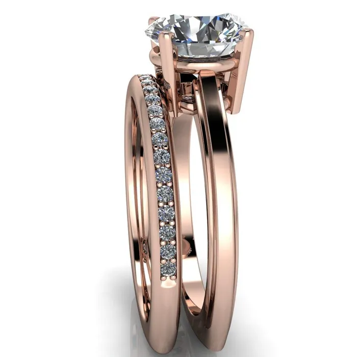Layla Round Center Stone Euro Edge Shank Solitaire Ring Fire Brilliance Rings