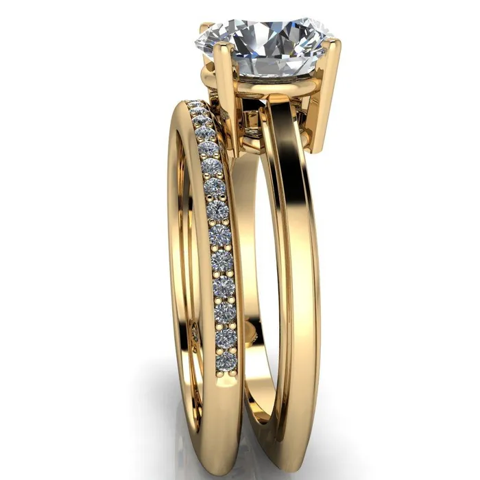 Layla Round Center Stone Euro Edge Shank Solitaire Ring Fire Brilliance Rings