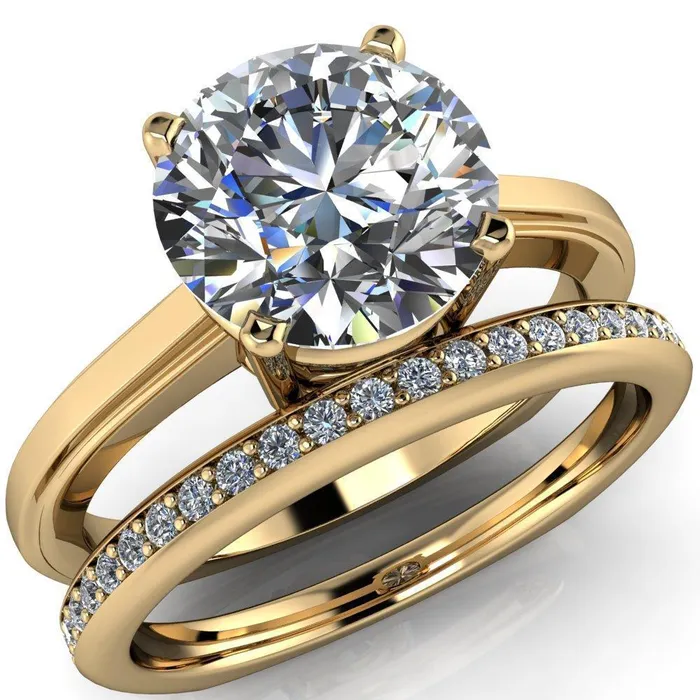 Layla Round Center Stone Euro Edge Shank Solitaire Ring Fire Brilliance Rings