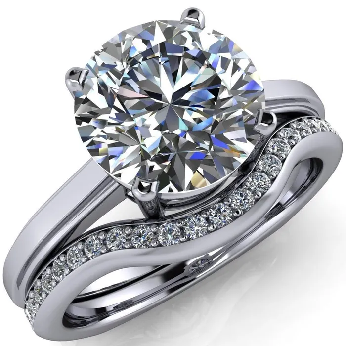 Layla Round Center Stone Euro Edge Shank Solitaire Ring Fire Brilliance Rings