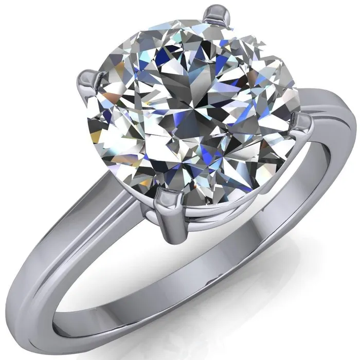 Layla Round Center Stone Euro Edge Shank Solitaire Ring Fire Brilliance Rings
