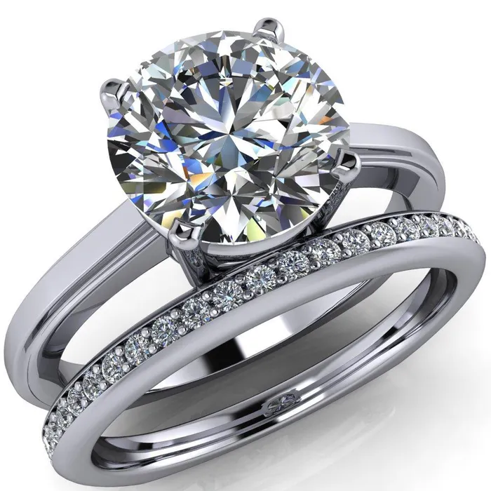 Layla Round Center Stone Euro Edge Shank Solitaire Ring Fire Brilliance Rings
