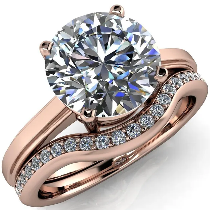 Layla Round Center Stone Euro Edge Shank Solitaire Ring Fire Brilliance Rings