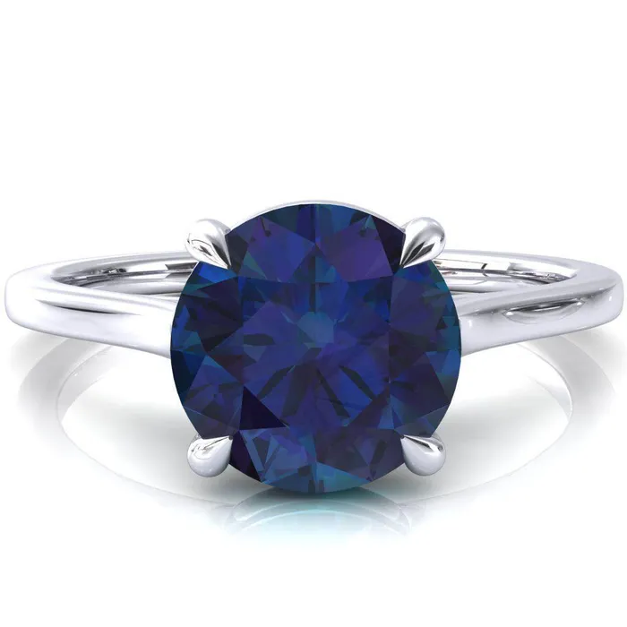 Lizzy Round Alexandrite 4 Claw Prong Cathedral Engagement Ring Fire Brilliance Rings Lizzy Round Alexandrite 4 Claw Prong Cathedral Engagement Ring Fire Brilliance Rings