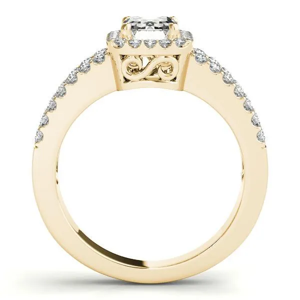 Lynsey Emerald Moissanite Split Shank Halo Engagement Ring Fire Brilliance Rings