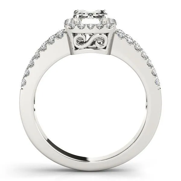 Lynsey Emerald Moissanite Split Shank Halo Engagement Ring Fire Brilliance Rings